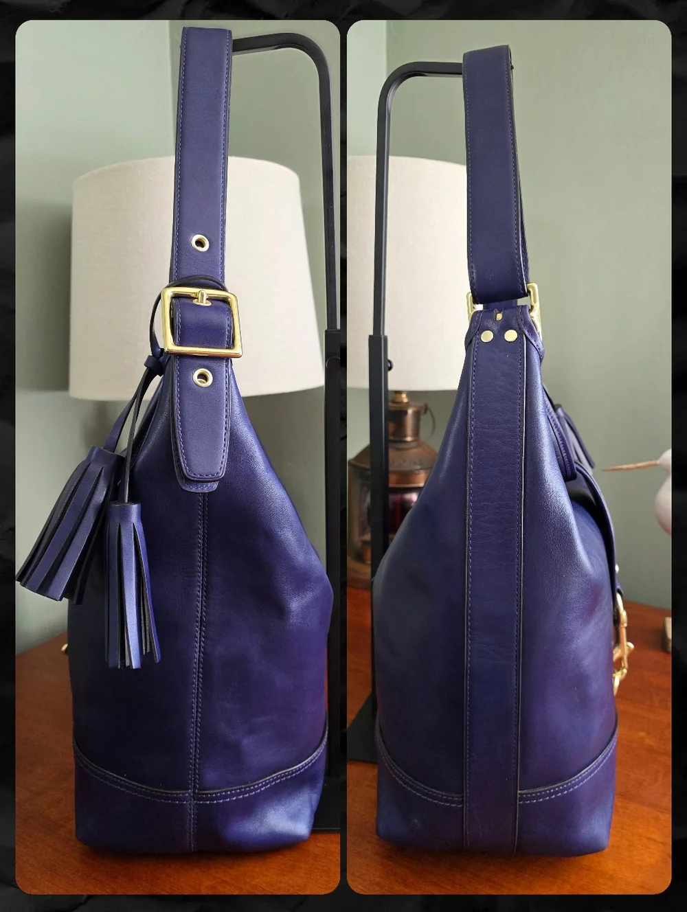 Coach 23420 Legacy Clip Duffle Purple Leather Shoulder Bucket Bag - Picture 2 of 16
